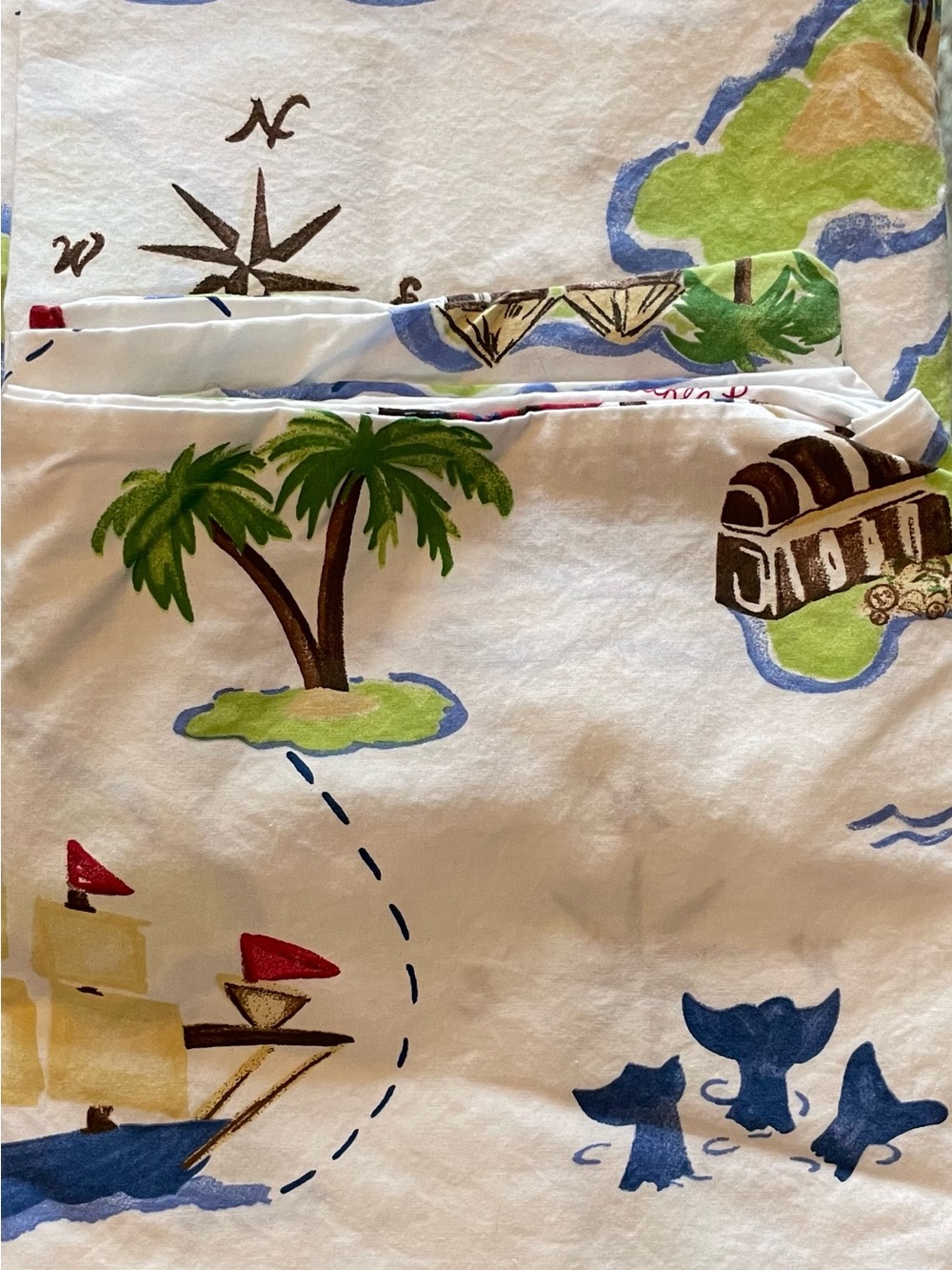 2 Pottery Barn Kids White Pirate Treasure Map Pillowcases